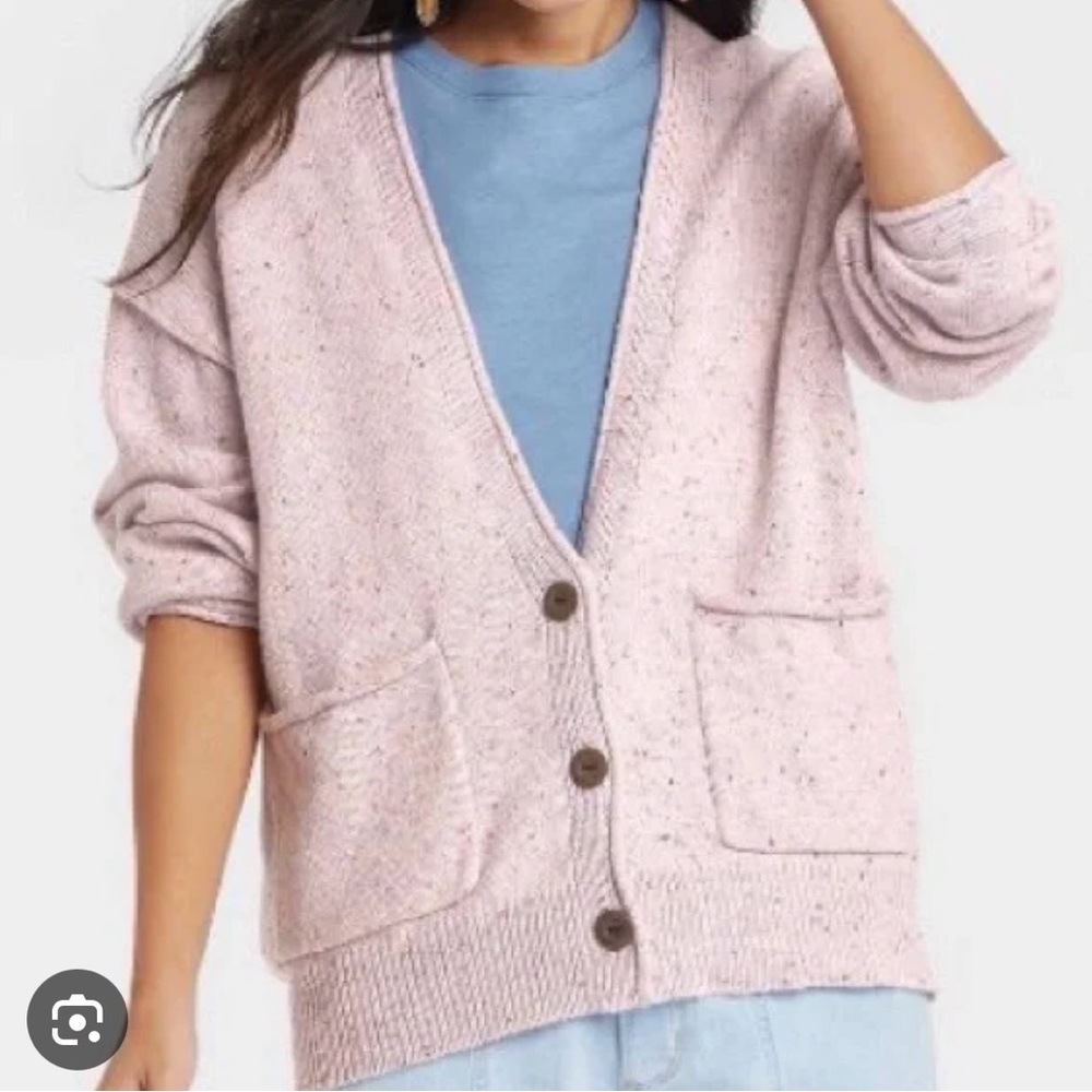 Light Pink V-Neck Button Cardigan grandpa Sweater universal thread XS
